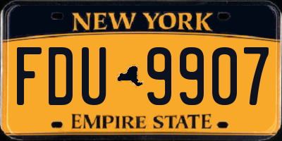 NY license plate FDU9907