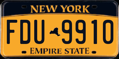 NY license plate FDU9910