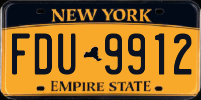 NY license plate FDU9912