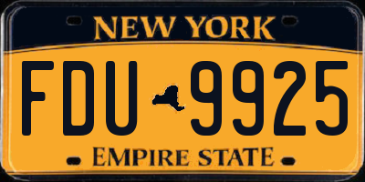 NY license plate FDU9925