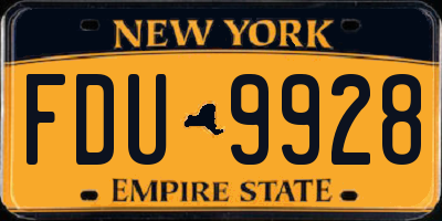 NY license plate FDU9928
