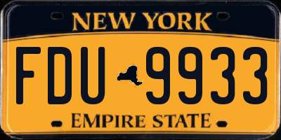 NY license plate FDU9933