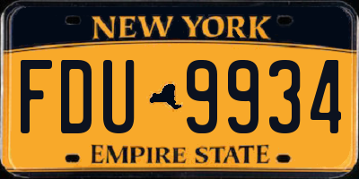 NY license plate FDU9934