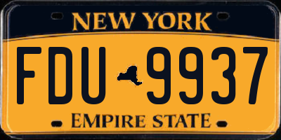 NY license plate FDU9937