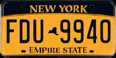 NY license plate FDU9940
