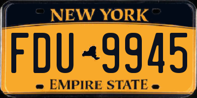 NY license plate FDU9945