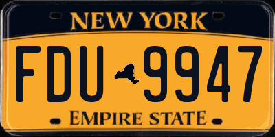 NY license plate FDU9947