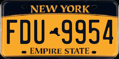 NY license plate FDU9954