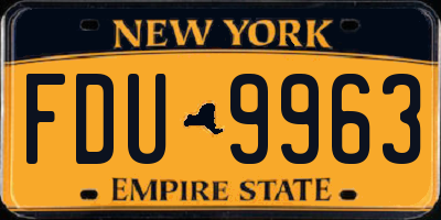 NY license plate FDU9963