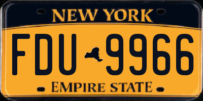 NY license plate FDU9966