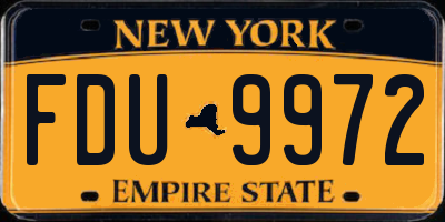 NY license plate FDU9972