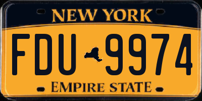 NY license plate FDU9974