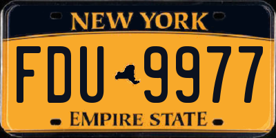 NY license plate FDU9977