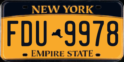 NY license plate FDU9978