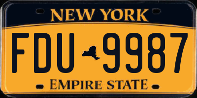 NY license plate FDU9987