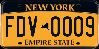 NY license plate FDV0009