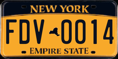 NY license plate FDV0014