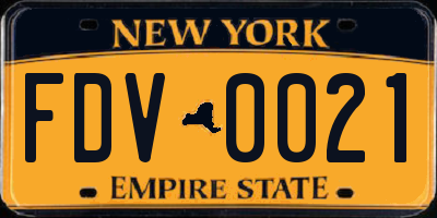NY license plate FDV0021