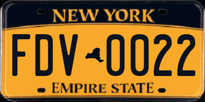NY license plate FDV0022