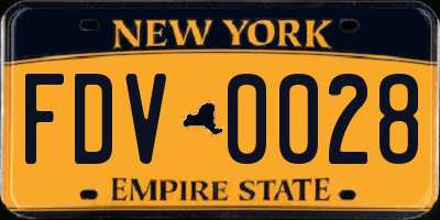 NY license plate FDV0028