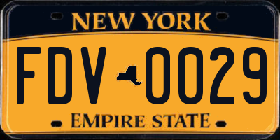 NY license plate FDV0029