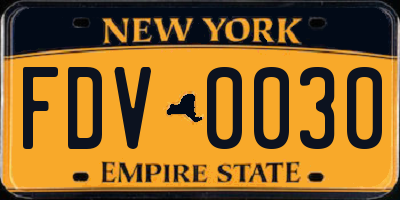 NY license plate FDV0030