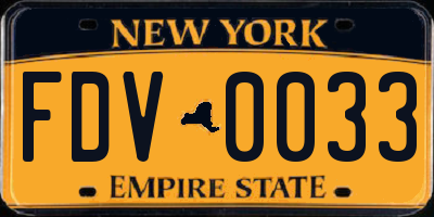 NY license plate FDV0033