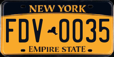 NY license plate FDV0035