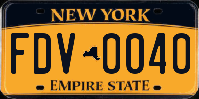 NY license plate FDV0040