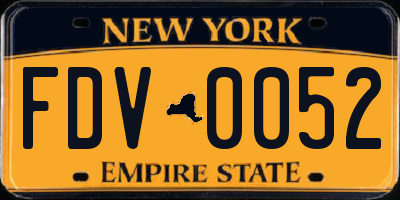 NY license plate FDV0052