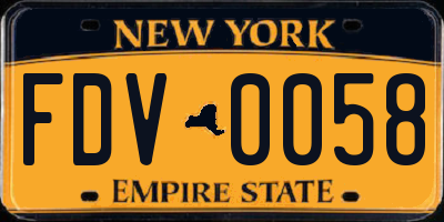 NY license plate FDV0058