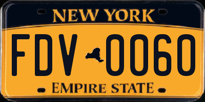 NY license plate FDV0060