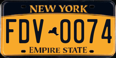 NY license plate FDV0074