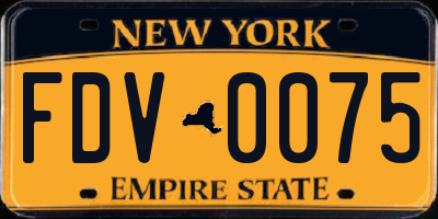 NY license plate FDV0075