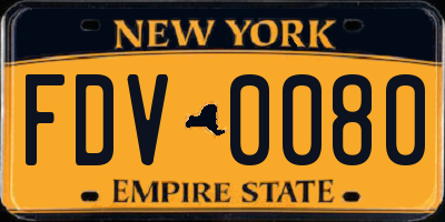 NY license plate FDV0080