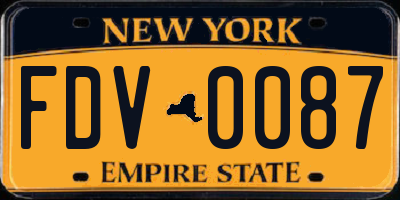 NY license plate FDV0087
