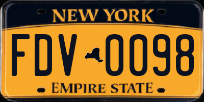 NY license plate FDV0098