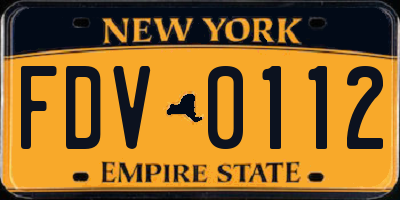 NY license plate FDV0112