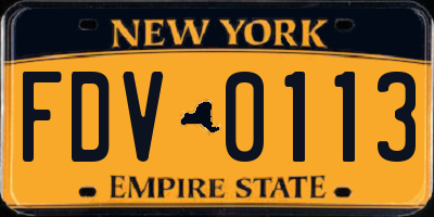 NY license plate FDV0113