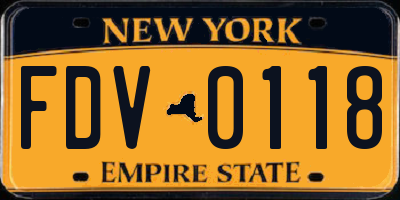 NY license plate FDV0118