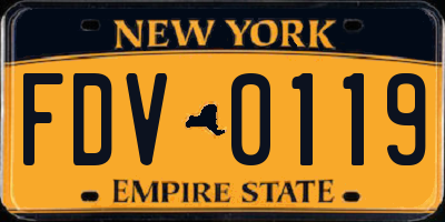 NY license plate FDV0119