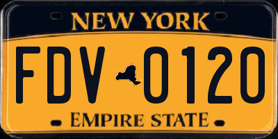 NY license plate FDV0120