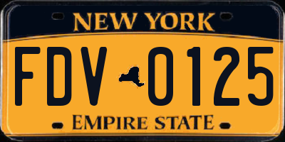 NY license plate FDV0125