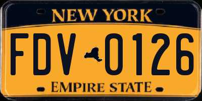 NY license plate FDV0126