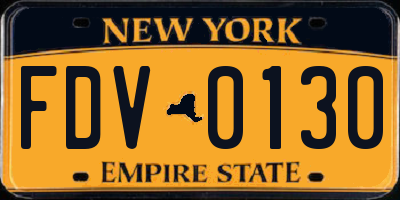 NY license plate FDV0130