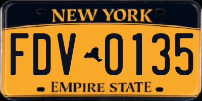 NY license plate FDV0135