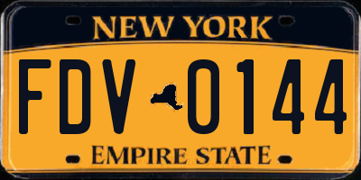 NY license plate FDV0144