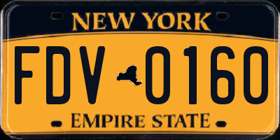 NY license plate FDV0160