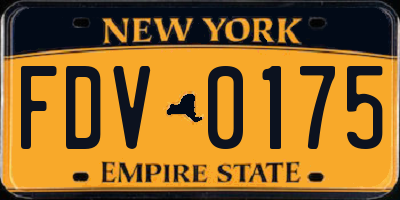 NY license plate FDV0175