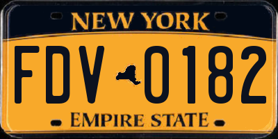 NY license plate FDV0182